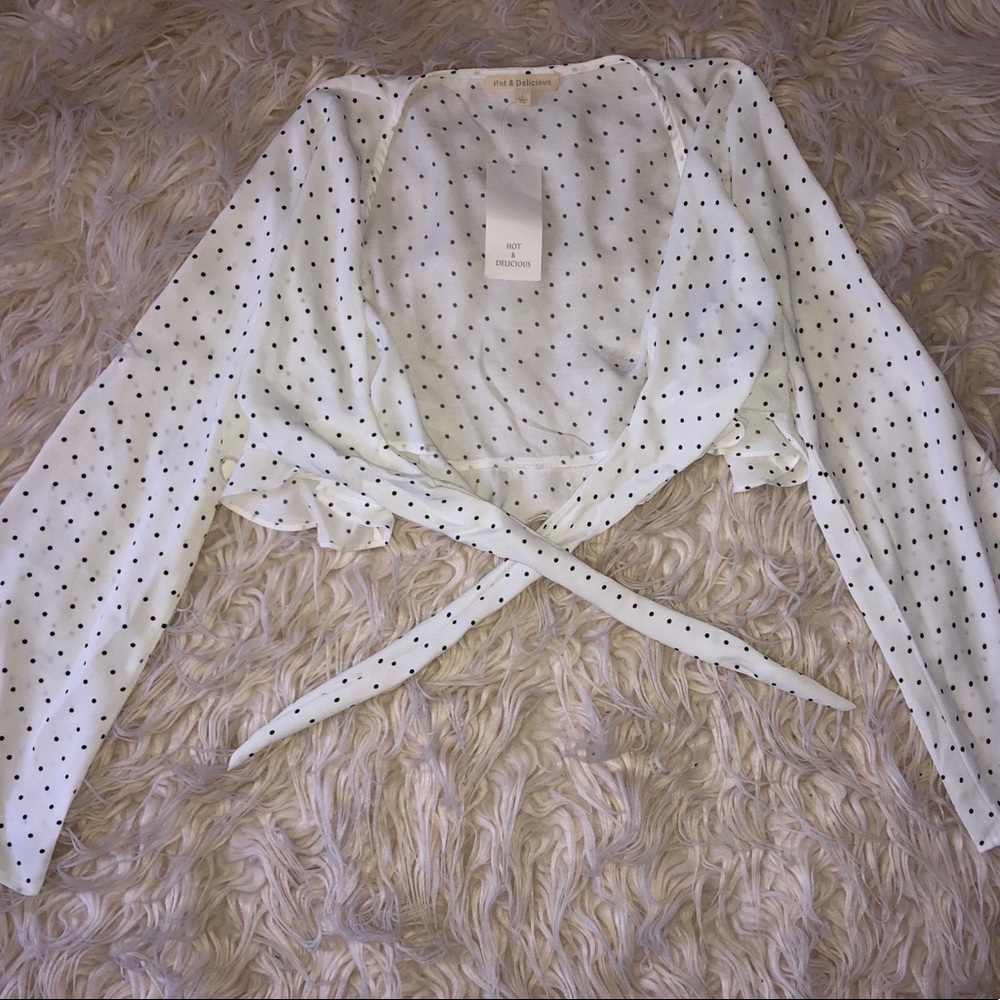 Cute Polka Dot Tie Up Blouse